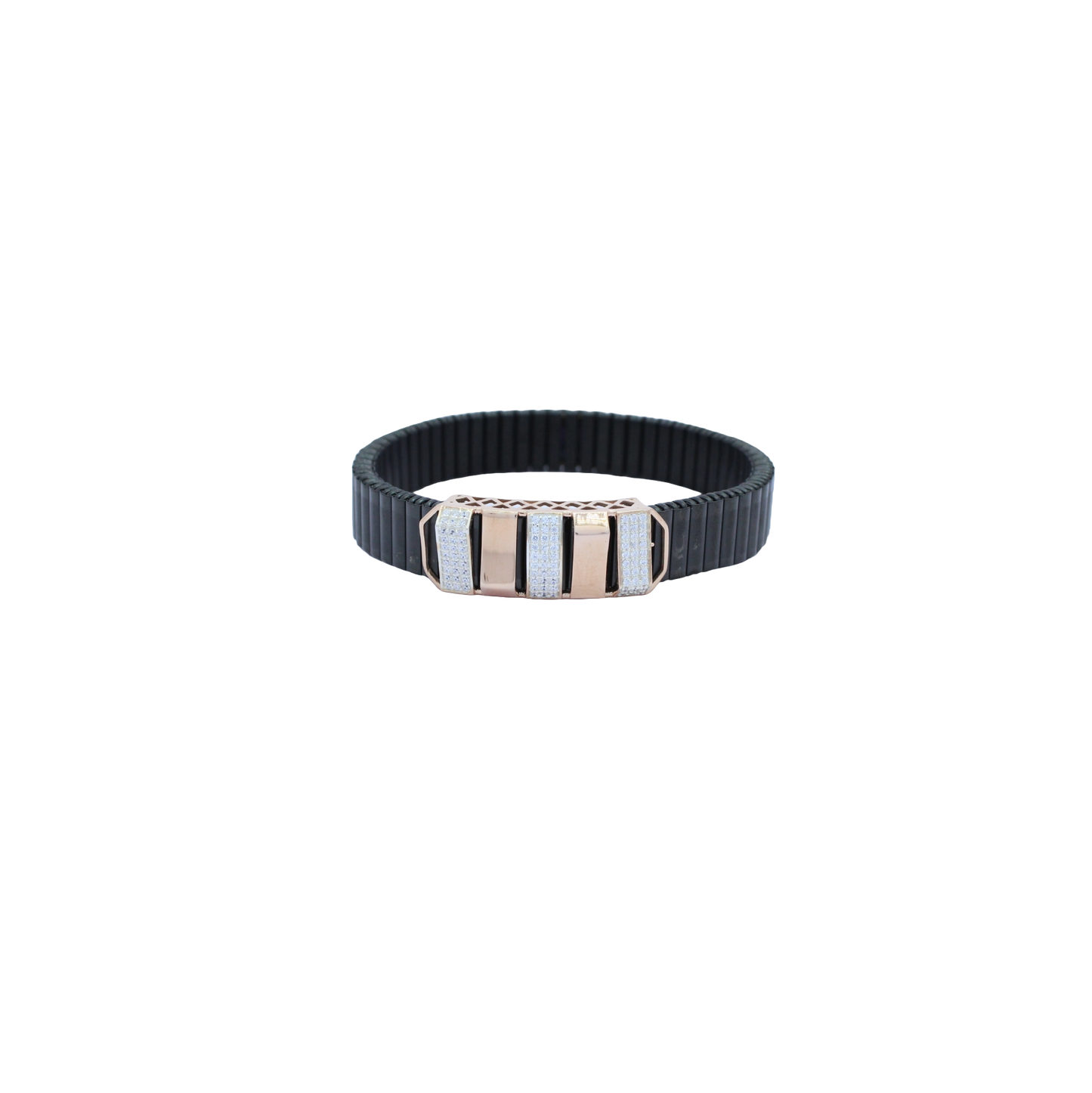 925 Silver Striped Bracelet with Diamond