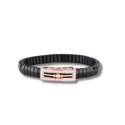 925 Silver Rose Gold Ladder Diamond Bracelet