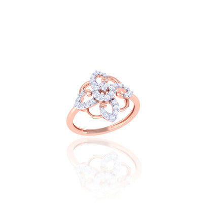 925 Silver Rose Gold Swirl Diamond Ring