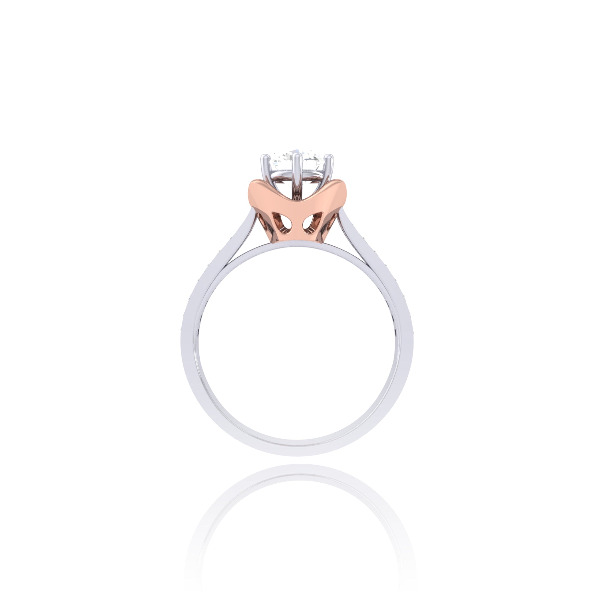 925 Silver Rose Gold Cradle Diamond Ring