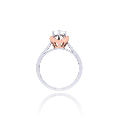 925 Silver Rose Gold Cradle Diamond Ring
