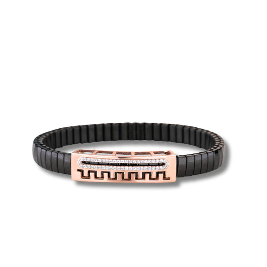 925 Silver Rose Gold Leaf Diamond Bracelet