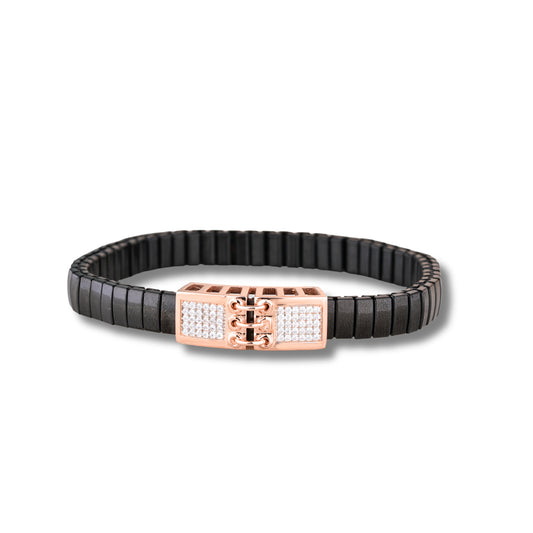 925 Silver Rose Gold Lattice Diamond Bracelet