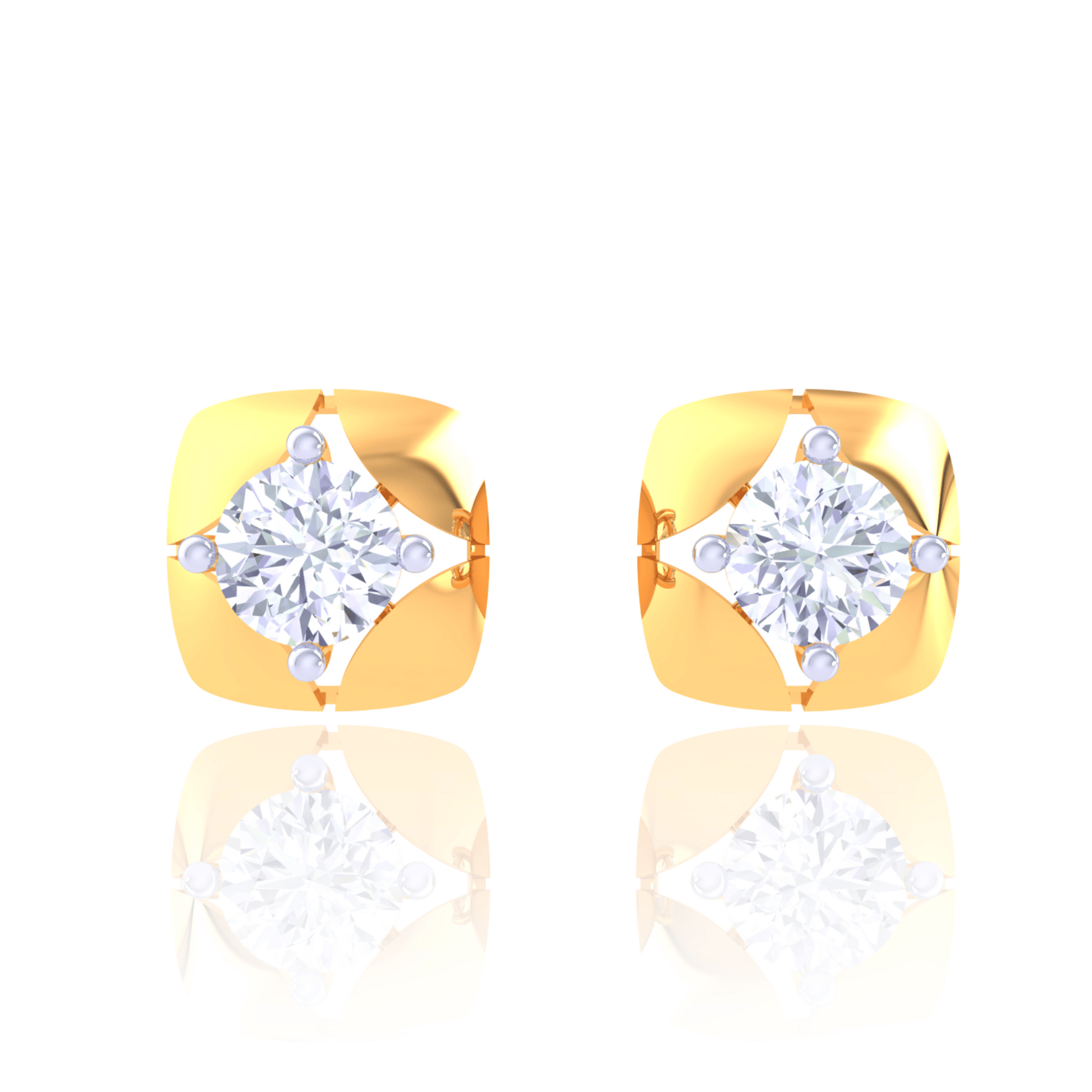 925 Silver Crescent Diamond Stud Earrings