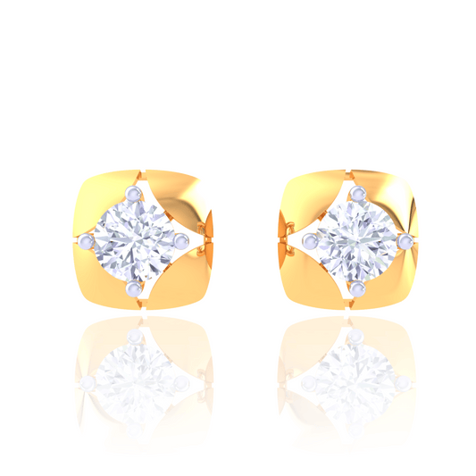 925 Silver Crescent Diamond Stud Earrings