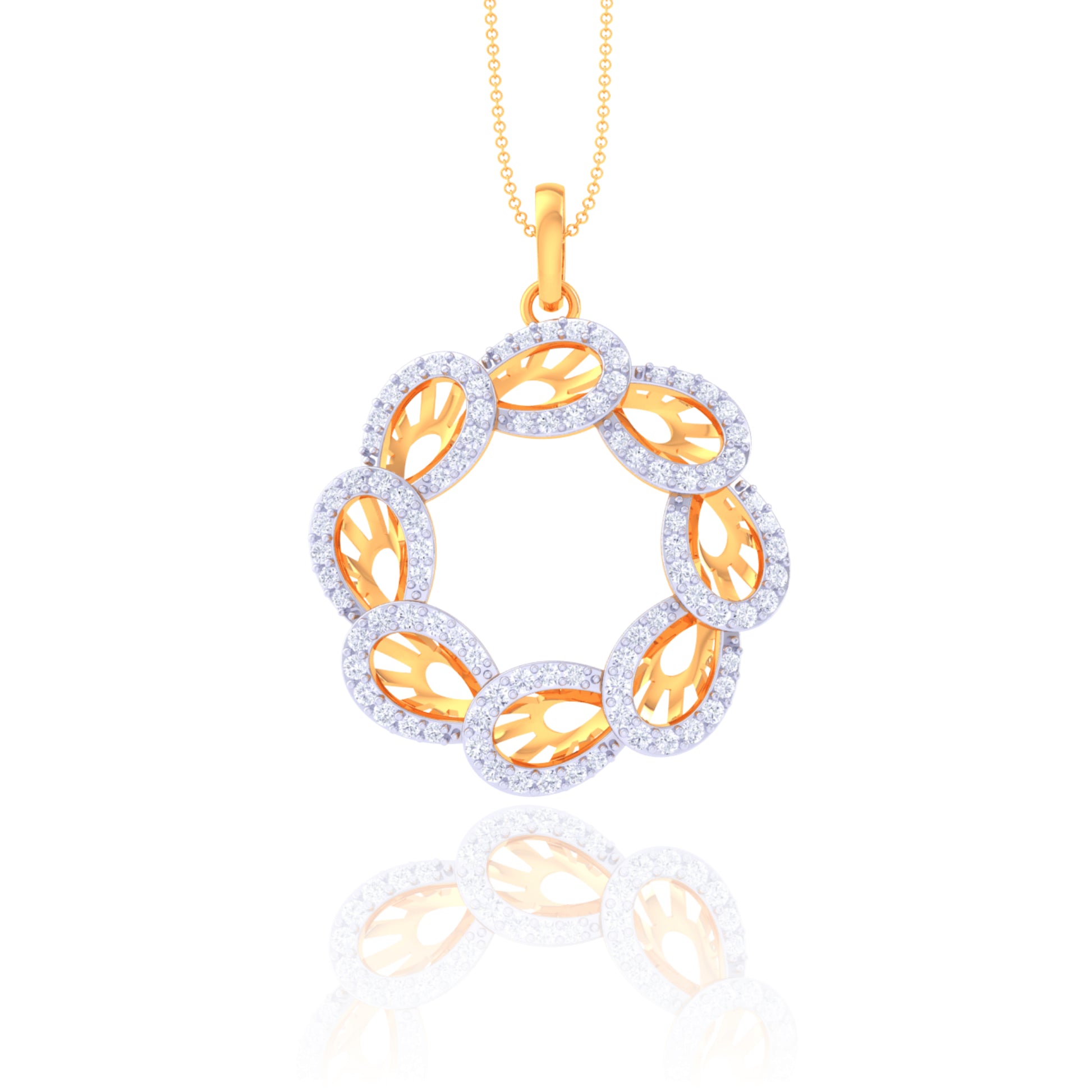 925 Silver Circle Rose Gold Diamond Pendant