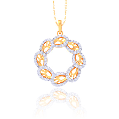 925 Silver Circle Rose Gold Diamond Pendant