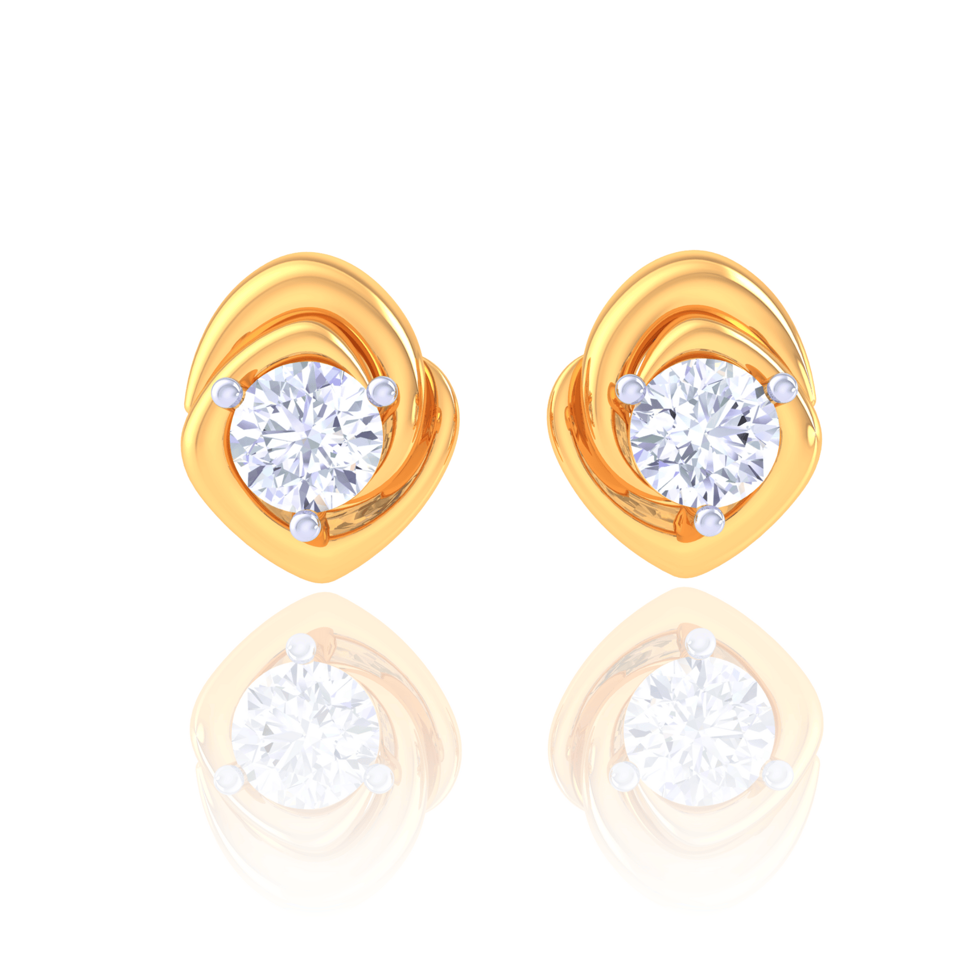 925 Silver Petal Swirl Stud Earrings