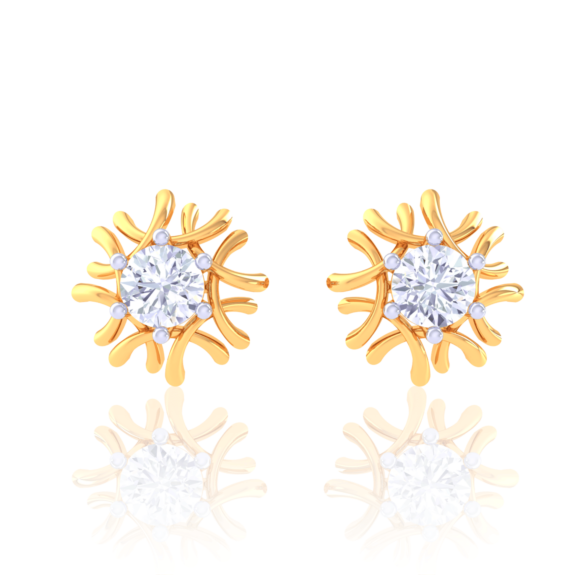 925 Silver Starburst Diamond Stud Earrings
