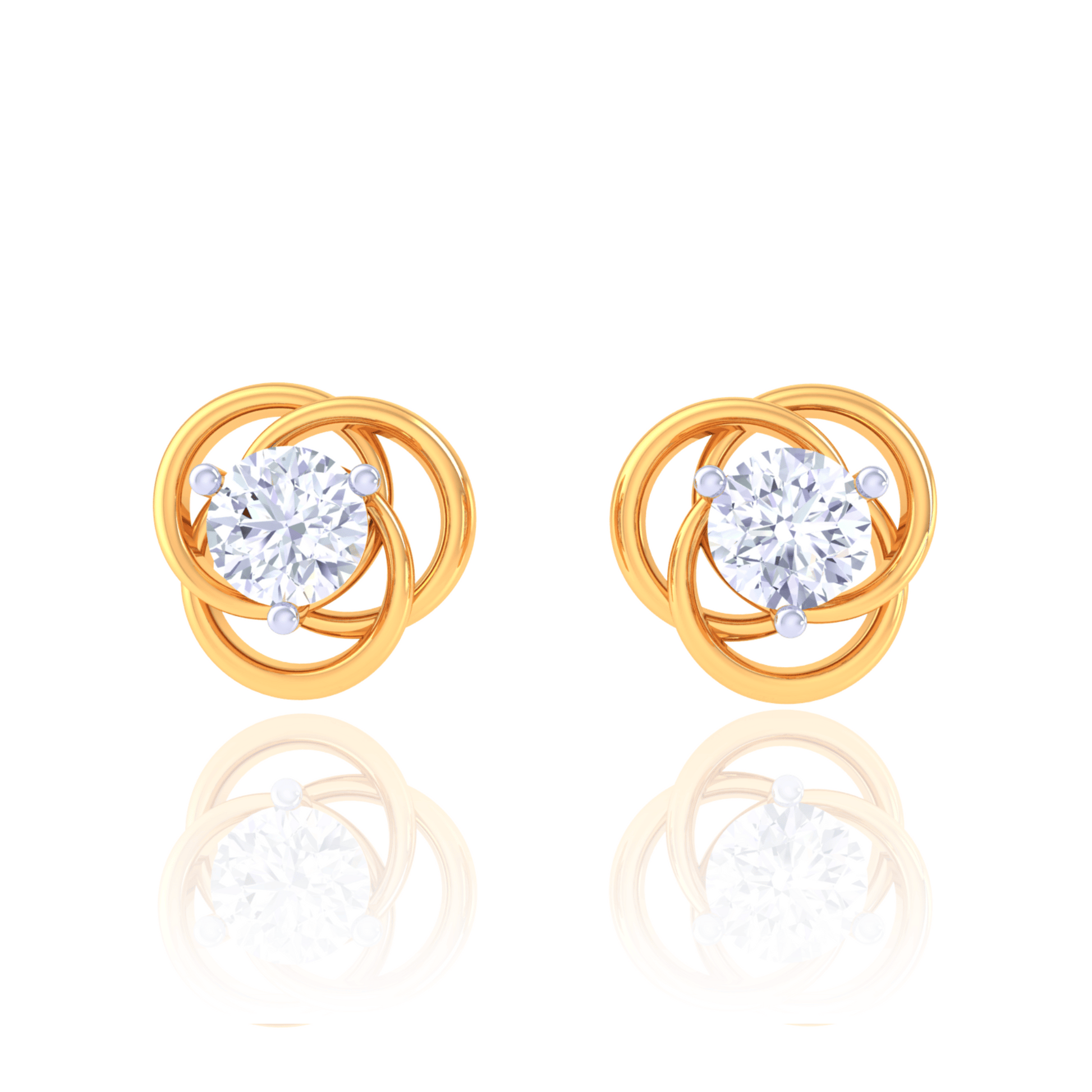 925 Silver Knot Diamond Stud Earrings