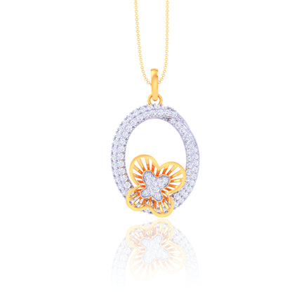 925 Silver Butterfly Rose Gold Diamond Pendant