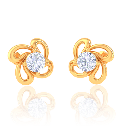 925 Silver Floral Rose Gold Diamond Earrings