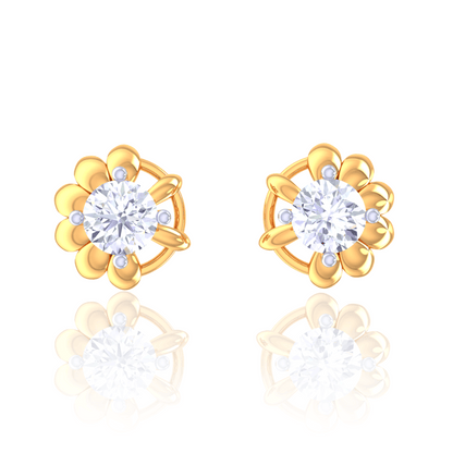 925 Silver Flower Diamond Stud Earrings