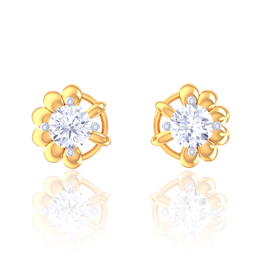 925 Silver Flower Diamond Stud Earrings