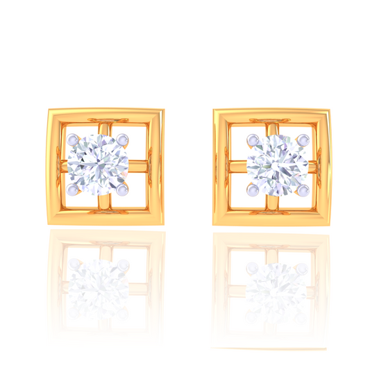 925 Silver Square Diamond Stud Earrings