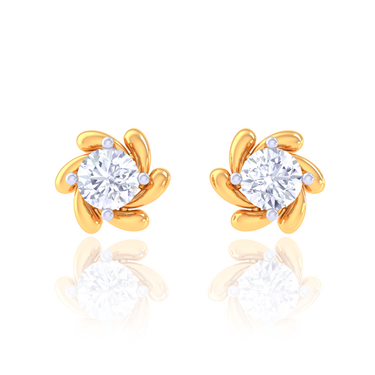 925 Silver Pinwheel Diamond Stud Earrings