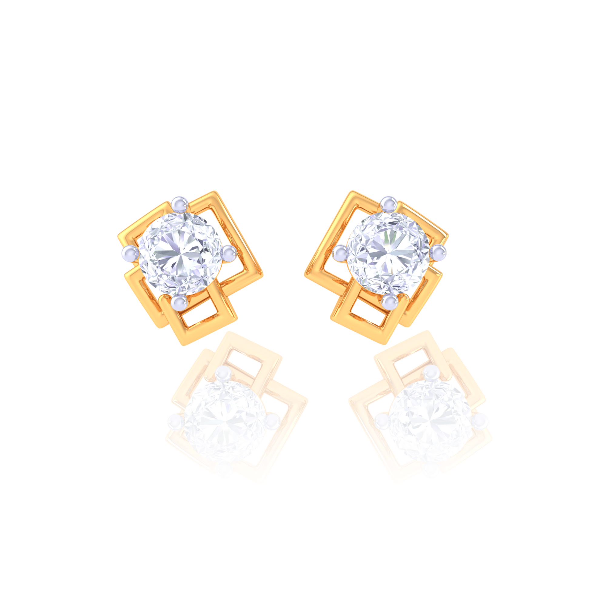 925 Silver Geometric Frame Stud Earrings