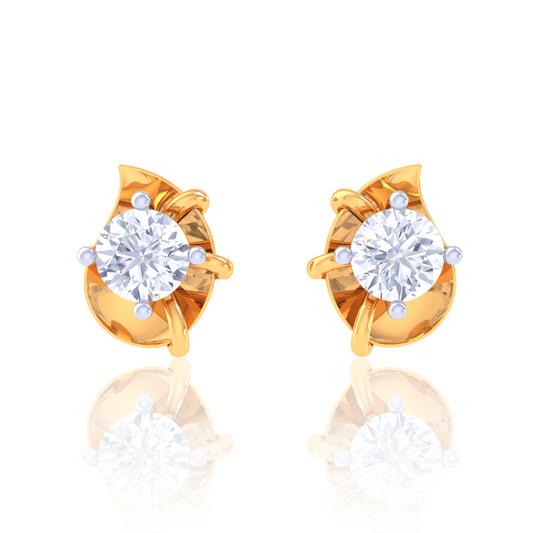 925 Silver Leaf Diamond Stud Earrings