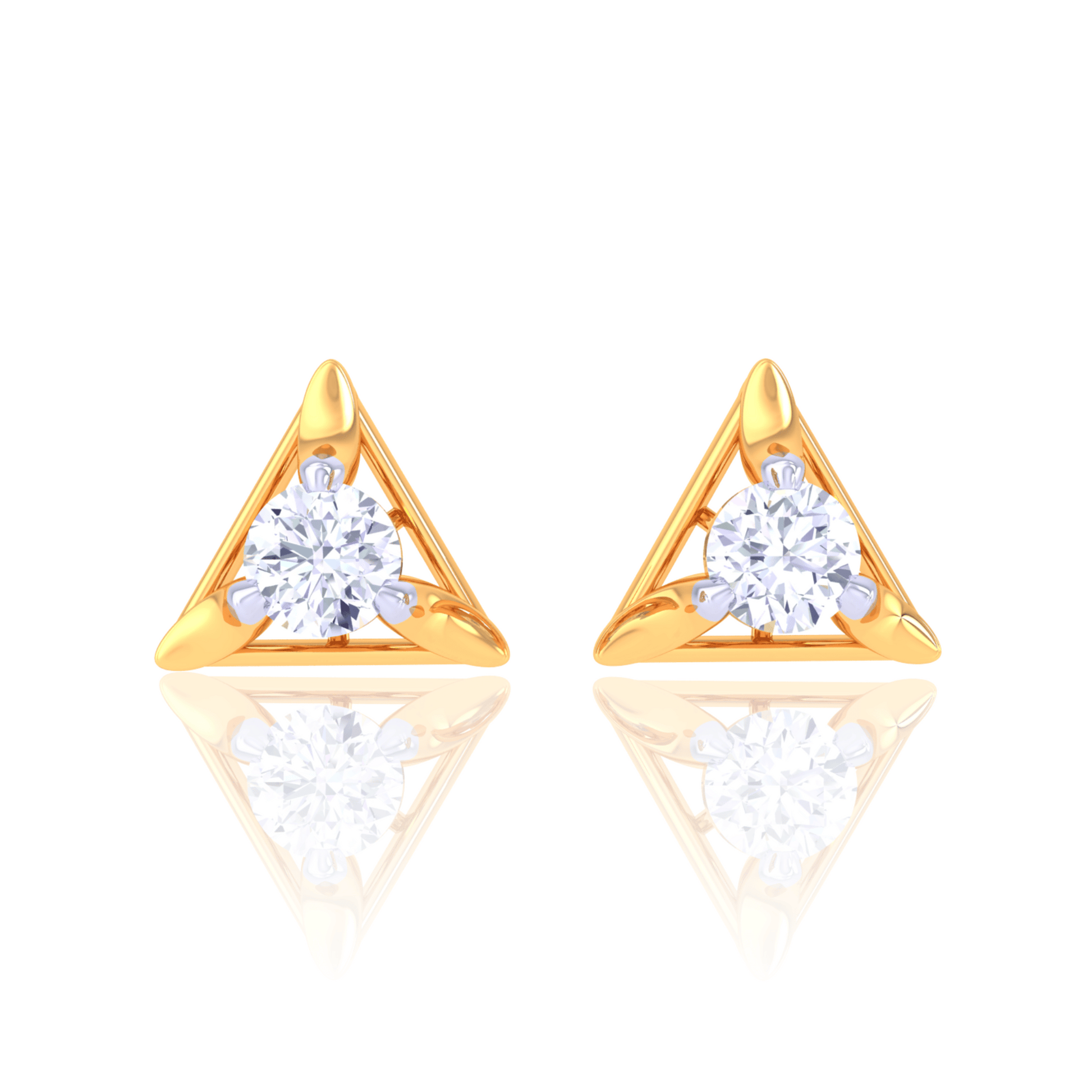 925 Silver Triangle Diamond Stud Earrings