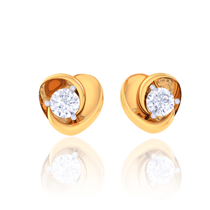 925 Silver Heart Diamond Stud Earrings