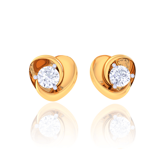 925 Silver Heart Diamond Stud Earrings
