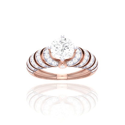 925 Silver Rose Gold Wave Diamond Ring