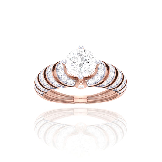 925 Silver Rose Gold Wave Diamond Ring