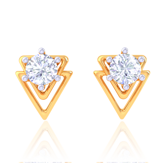 925 Silver Triangle Diamond Stud Earrings
