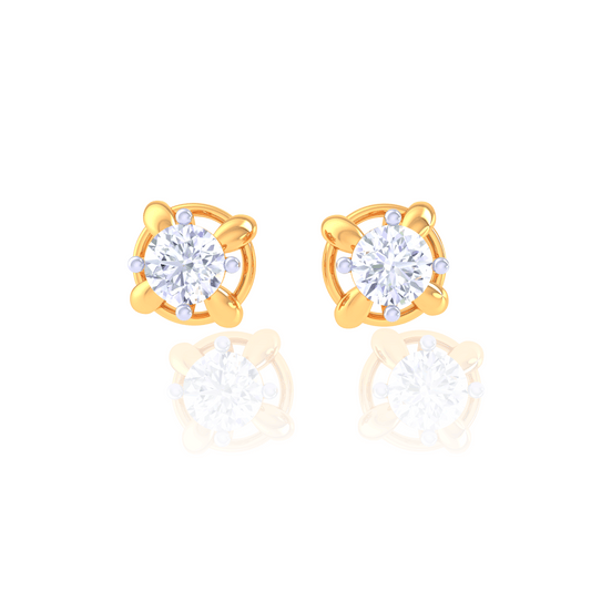 925 Silver Petal Round Stud Earrings