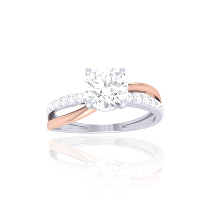 925 Silver Rose Gold Twist Diamond Ring