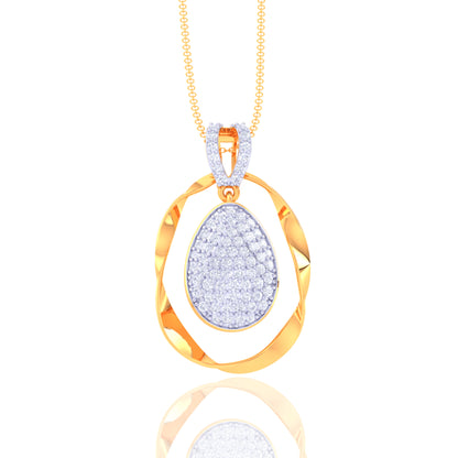 925 Silver Teardrop Rose Gold Diamond Pendant
