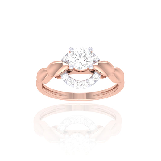 925 Silver Rose Gold Bow Diamond Ring