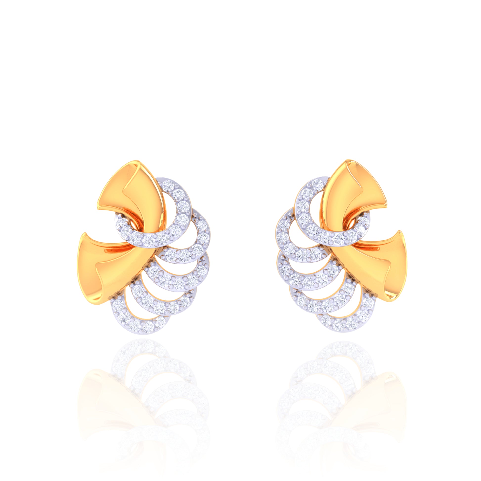 925 Silver Rose Gold Pave Diamond Statement Earrings