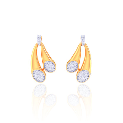 925 Silver Rose Gold Pave Diamond Cluster Earrings
