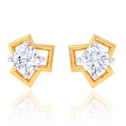 925 Silver Geometric Diamond Stud Earrings