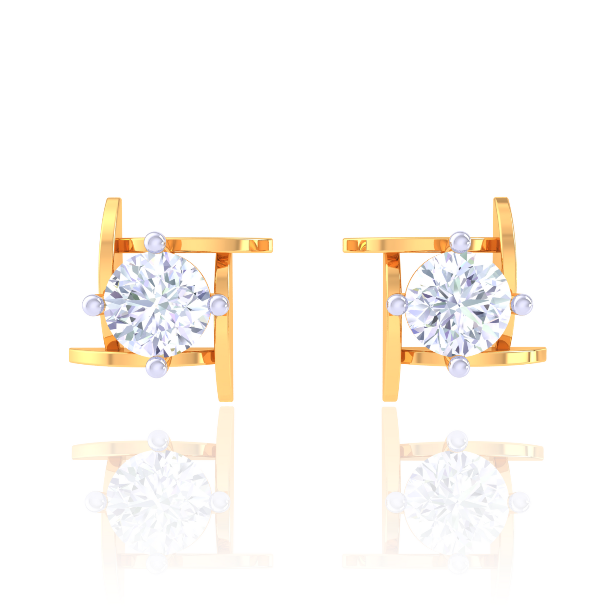 925 Silver Crossbar Diamond Stud Earrings