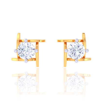 925 Silver Crossbar Diamond Stud Earrings