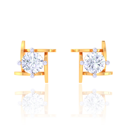 925 Silver Crossbar Diamond Stud Earrings