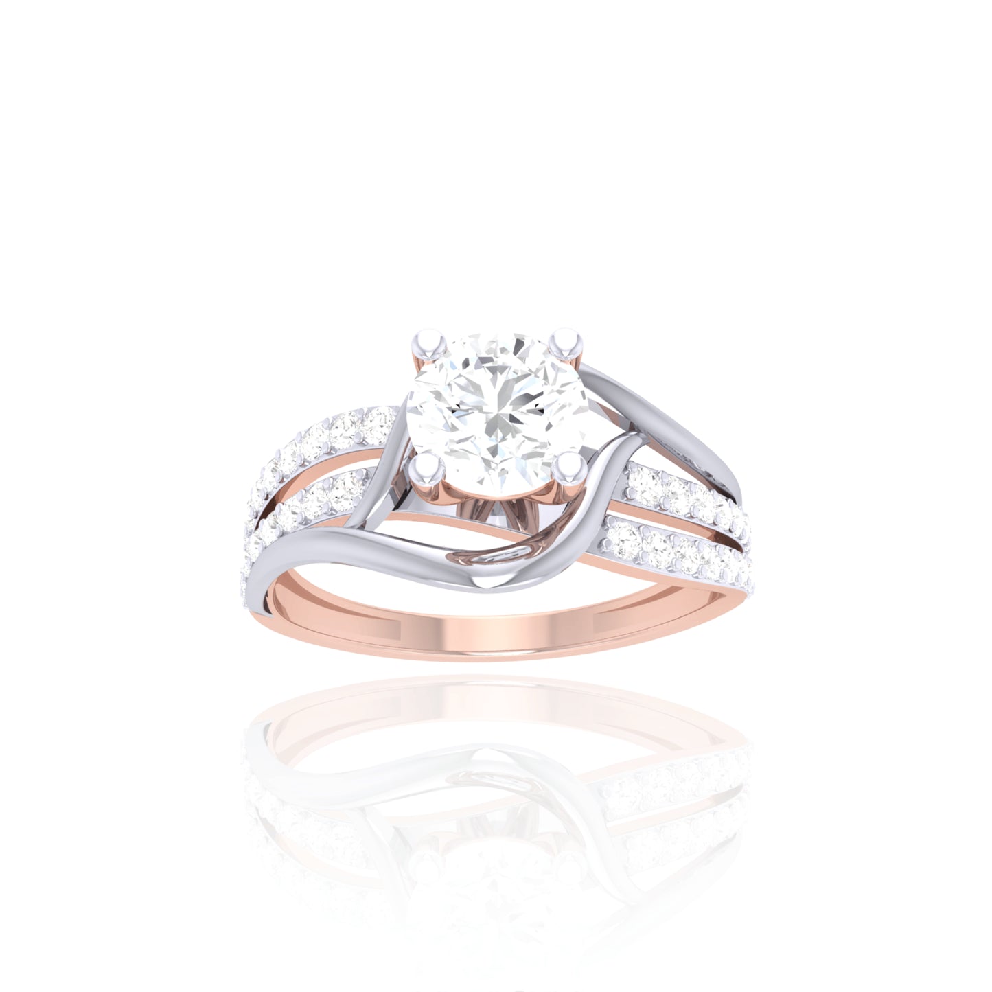 925 Silver Two-Tone Diamond Solitaire Engagement Ring