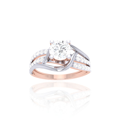 925 Silver Two-Tone Diamond Solitaire Engagement Ring