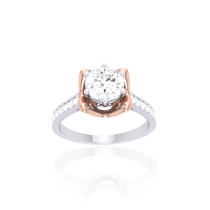 925 Silver Rose Gold Cradle Diamond Ring