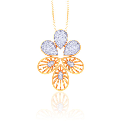 925 Silver Flower Rose Gold Diamond Pendant