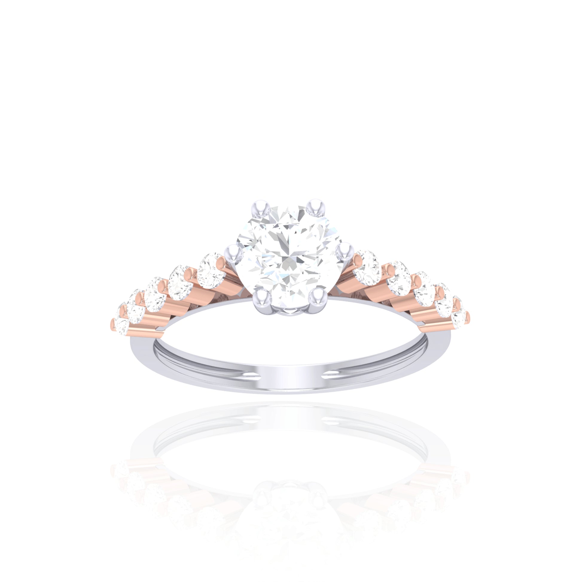 925 Silver Two-Tone Diamond Solitaire Engagement Ring