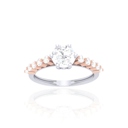 925 Silver Two-Tone Diamond Solitaire Engagement Ring