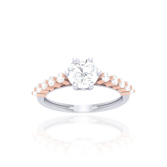 925 Silver Two-Tone Diamond Solitaire Engagement Ring