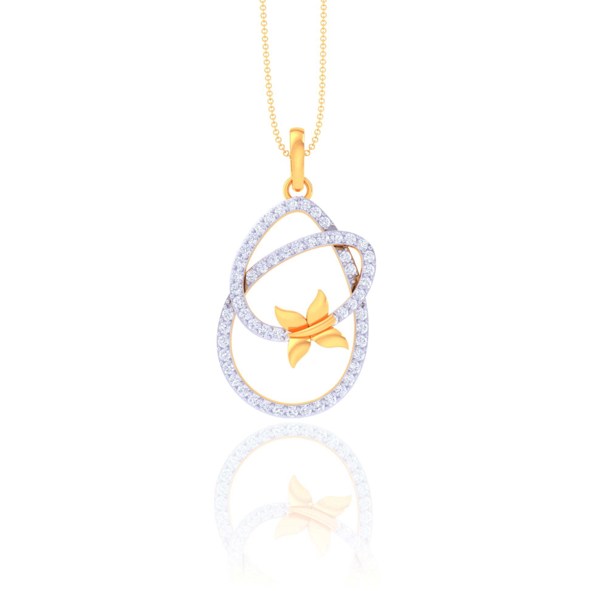 925 Silver Butterfly Rose Gold Diamond Pendant