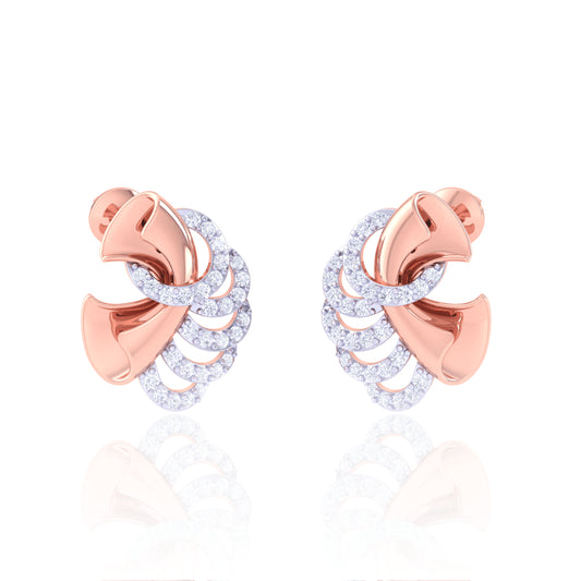 925 Silver Rose Gold Pave Diamond Statement Earrings