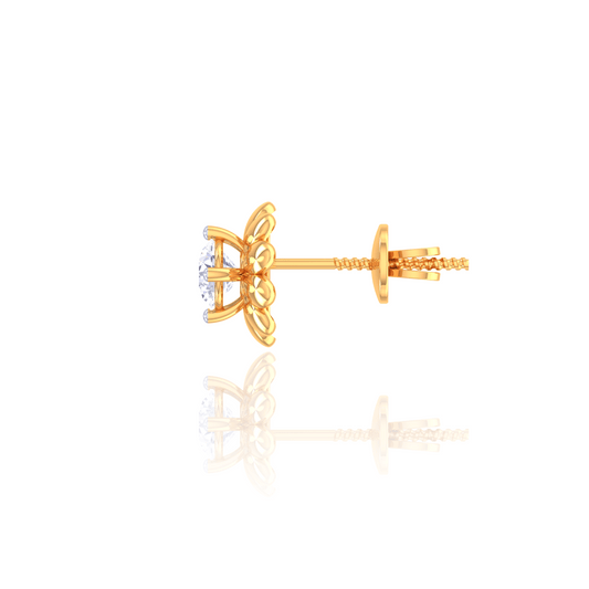 925 Silver Flower Diamond Stud Earrings