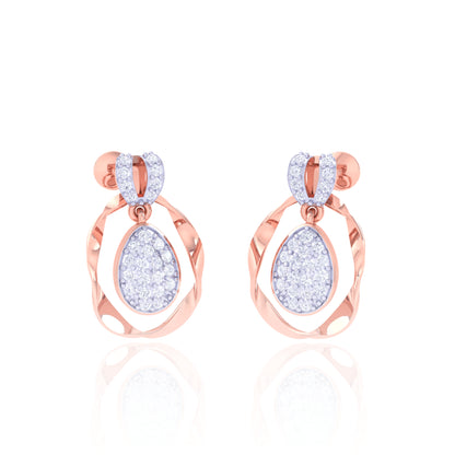 925 Silver Rose Gold Pave Diamond Teardrop Earrings