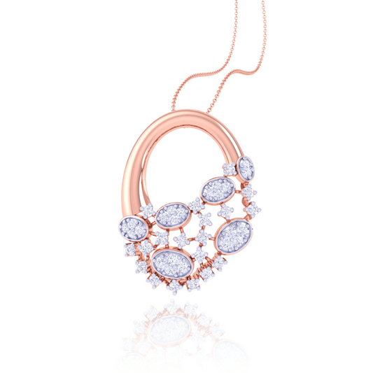 925 Silver Oval Cluster Rose Gold Pendant